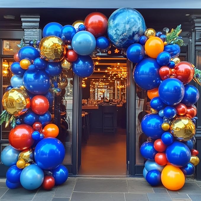 RUBFAC 129pcs Dark Blue Balloons Different Sizes 18 12 10 5 Inch for Garland Arch for Birthday Gender Reveal Baby Shower Graduation Party Decoration