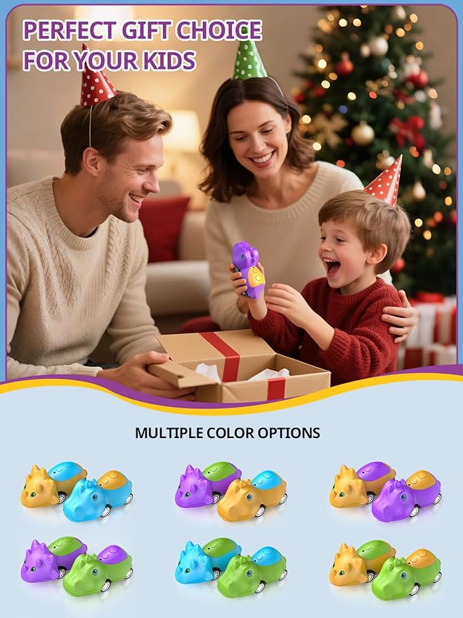 Dinosaur Walkie Talkies for Kids Rechargeable, Dino Toy Cars for Boys & Girls Ages 3-7, Crystal-Clear Audio, 48H Play, Fun Indoor & Backyard, Birthday Xmas Gifts for Toddler, 2 Pack