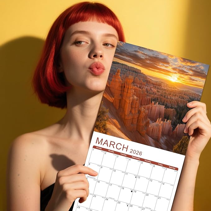 Gannyfer Calendar 2025-2026, 18 Months National Parks Wall Calendar 2025-2026, Large Wall Calendars 12" x 24" Opened, Perfect as Gifts for Friends, Family