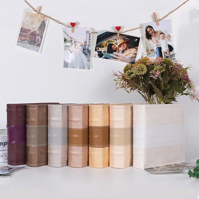 RECUTMS Photo Album 4x6 with Writing Space 100 Photos Photo Book, Leather Cover Picture Album with Memo Areas for Wedding Anniversary Family Baby Couple Valentines Graduation Travel (Light Coffee)