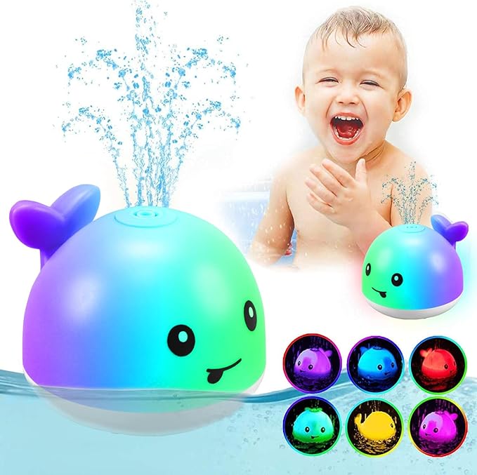 ZHENDUO Baby Bath Toys, Whale Spray Water Bath Toy, Sprinkler Bathtub Shower Toys for Toddlers Kids Boys Girls, Pool Toy for Baby (White)