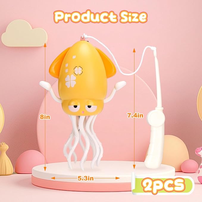 2pcs Magic Electric Dancing Octopus Toy with Led Light and Music,Yellow