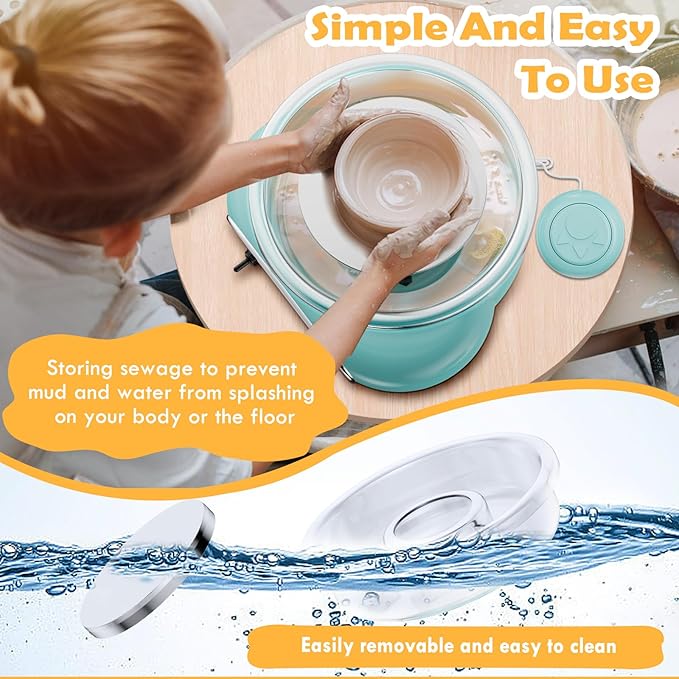 Pottery Wheel for Kids: Complete Pottery Painting Kit for Beginners - Adjustable Speed & Detachable Turntable - Pottery Tools and Art Supplies - Crafts Kits for 6 7 8 9 10 11 12 Year Old Girls & Boys