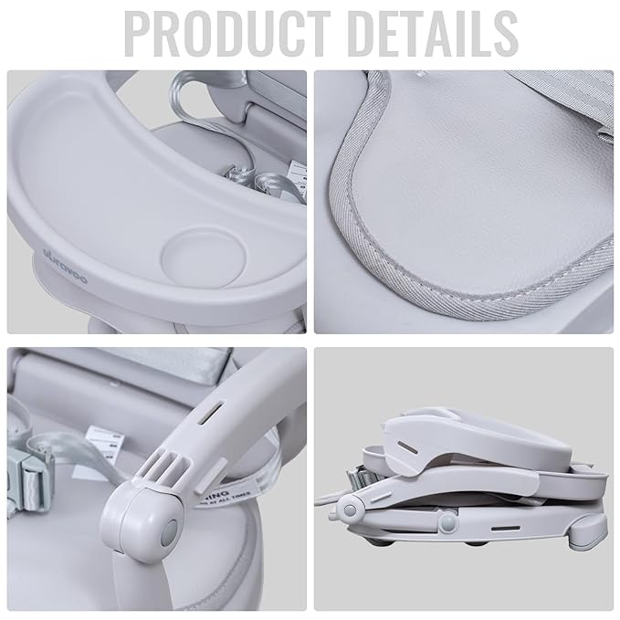 Baby Booster Seat for Dining Table with Removable Tray & Cushion, 3in1 Portable Toddler Booster Seat, 4 Height Adjustable Travel High Chair for Babies and Toddlers