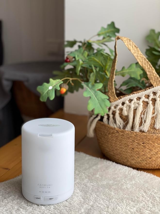 ASAKUKI Essential Oil Diffuser, 5-in-1 Quiet Humidifier, Home Fragrance Aroma Diffuser with 7 LED Color Changing Light and Auto-Off Switch (Pure White)