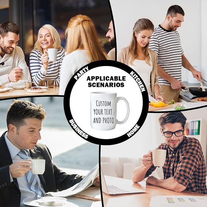 Ship Next Day Custom Mug Design Your Own Photo Text Personalized Picture Gifts for Women Men Customized Gifts Idea Personalized Coffee Mugs 15oz White Handle