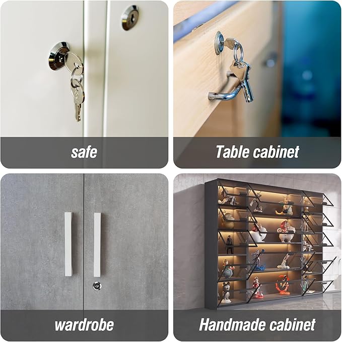 Zoofen 4 Pcs Cabinet Locks with Keys 1-1/8" Long Cam Locks Keyed Different Rustproof Mailbox Locks,RV Locks,Drawer Locks Fits on 0.4" Max Panel Thickness
