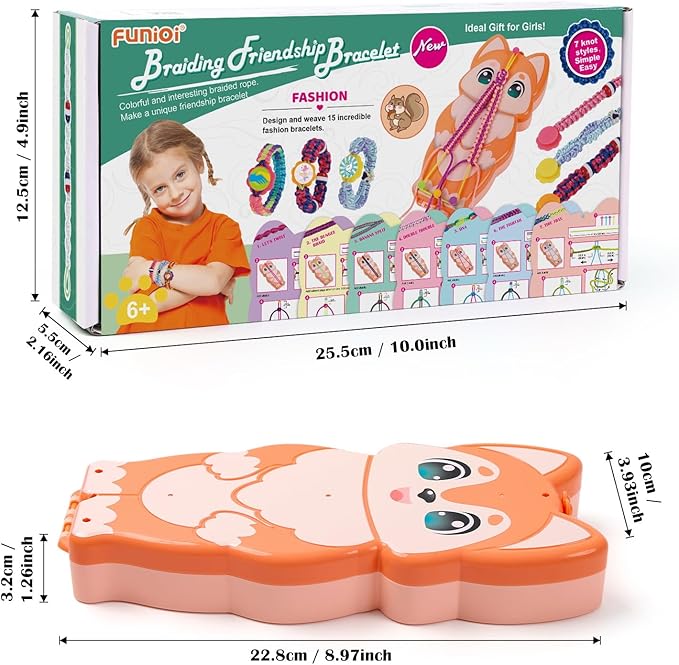 FUNiOi Bracelet Making Kit for Girls 8-10 12 Year Old - DIY Friendship Bracelets Crafts Toys for Kids Ages 6, 7+, Cool Birthday Gift Idea - Cute Squirrel Appearance Bracelet String Maker