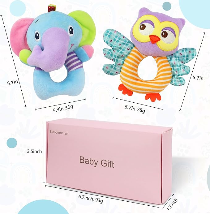 BLOOBLOOMAX Sock rattles for Babies 0-24 Months Baby Animal Foot Finder Educational Toys