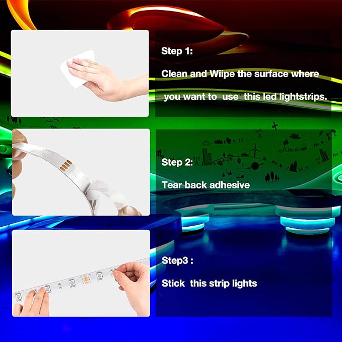 DAYBETTER Smart RGB Led Strip Lights, 50ft Led Lights for Bedroom with App Control, Multicolor Changing Led Light Strips Apply for Home Decor, Living Room, Kitchen, Home Party Decoration, 12V