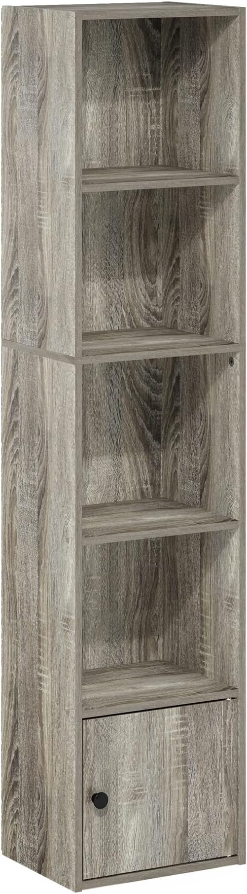 Furinno Luder Shelf Bookcase with 1 Door Storage Cabinet, French Oak