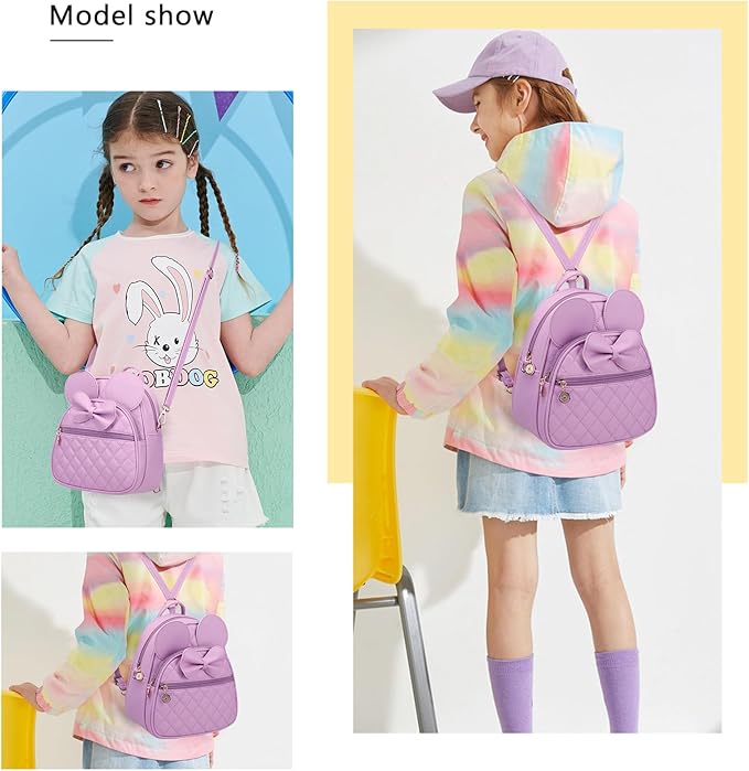 KL928 Girls Bowknot Polka Dot Cute Mini Backpack Small Daypacks Convertible Shoulder Bag Purse for Women