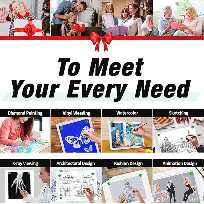 Up To 9000Lux Super Bright A4 Light Pad,Rechargeable light box with 4000mAH Lithium Battery for Cricut Weeding Vinyl Tool,Magnet light box for tracing,light board for Diamond Painting,Sketching(White)