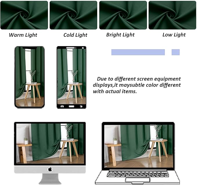 Simplebrand Blackout Extra 10ft Curtains for Patio 120 Inches Long 2 Panels Set, Solid Thermal Insulated Energy Saving Rod Pocket Window Treatment Curtains Blackout Drapes, 50" Wx120 L, Ever Green
