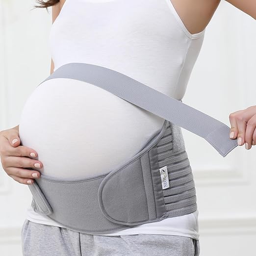 NeoTech Care Pregnancy Support Maternity Belt, Waist/Back/Abdomen Band, Belly Brace (Size L, Grey Color)