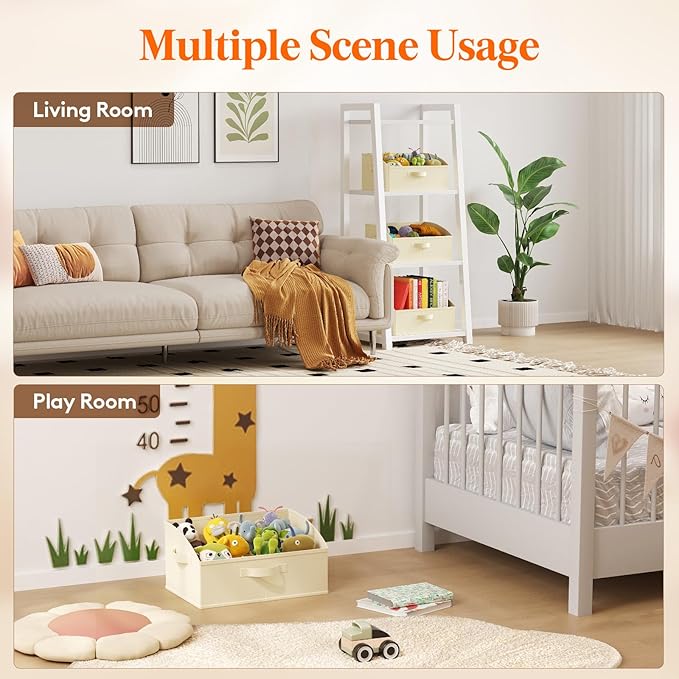 Lifewit Storage Baskets for Shelves, 6 Packs Non-woven Fabric Trapezoid Closet Organizer Bins with Handles, Foldable Clothing Containers Box for Clothes, Toy, Towel, Book, DVD, Hats, Medium-Beige