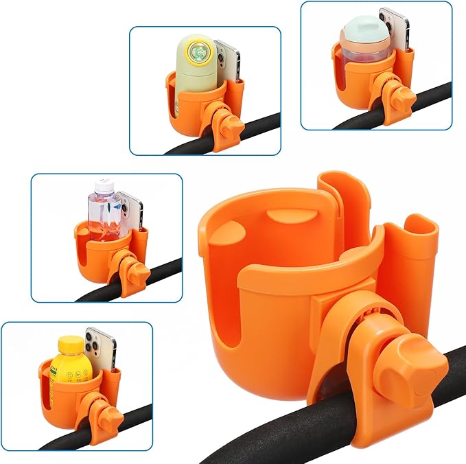 Accmor Stroller Cup Holder with Phone Holder, Bike Cup Holder, Universal Cup Holder for Uppababy Nuna Doona Strollers, 2-in-1 Cup Phone Holder for Stroller, Bike, Wheelchair, Walker, Scooter