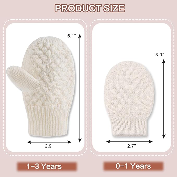 Baby Knit Mittens Toddler Boys Girls Gloves Winter Infant Newborn No Scratch Mitten 0-3 Years