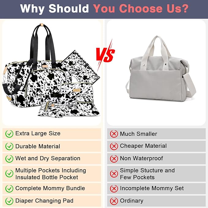 ITIEZY Diaper Bag Tote for Baby - Large Mommy Bag with Portable Changing Pad Pacifier Case, Hospital Bags Travel Baby Bag