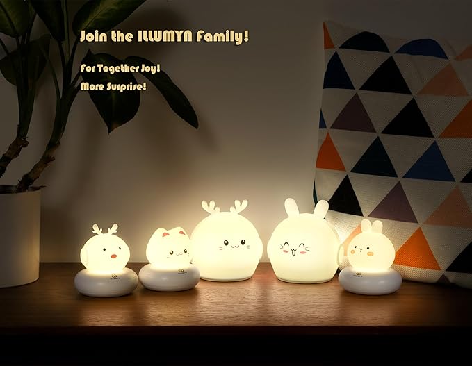 Night Light Kids, Cute Soft Glow Protect Eyes Deer Night Light Lamp with 30mins Timer Rechargeable Nightlight for Kids Children Women Girls Toddler Bedroom Bedside Livingroom