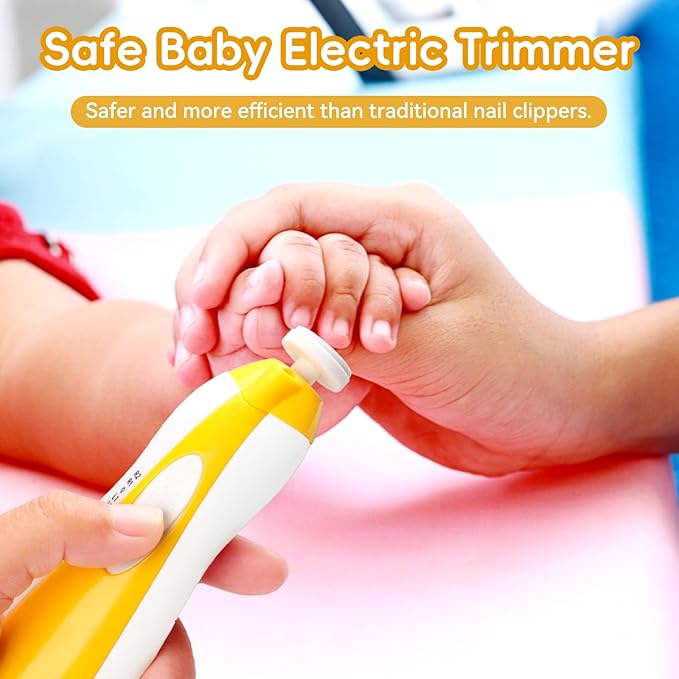 Baby Nail Trimmer Electric, 6 in 1 Baby Nail File Clippers Infant Grooming Kit Manicure Set for Toddler or Adults, Yellow