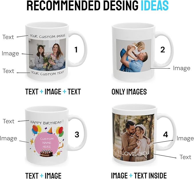 Personalized Coffee Mug – Custom Photo, Text, or Logo Ceramic Mug Tea Cup | Taza Personalizada with Picture or Message | Customized Gift Idea for Men & Women, Mom, Dad, Friends - White/Yellow | 15oz