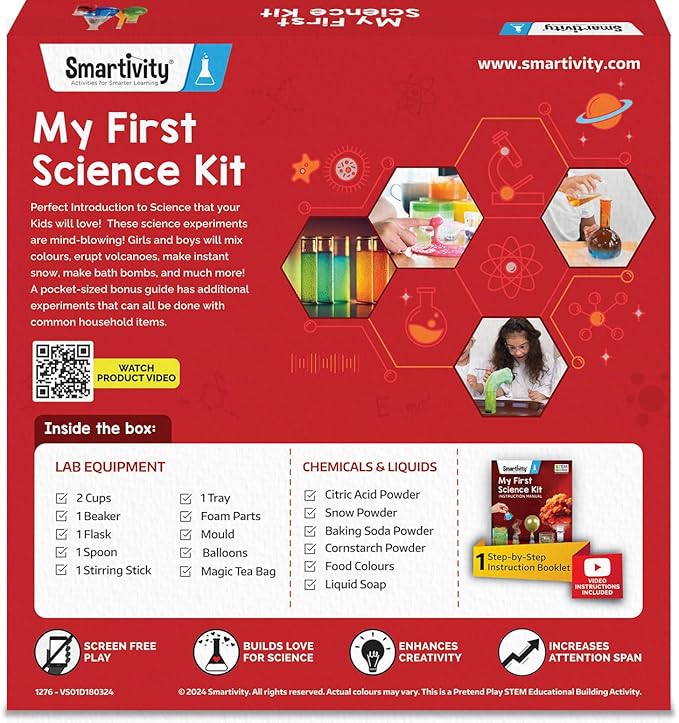 Smartivity My First Science Experiment Kit for Kids Ages 6, 7, 8, 9, 10, 11, 12 Years | 50+ Experiments I Christmas, Birthday Gift I Science Projects for Boys & Girls, STEM Toys for 6-12 Years