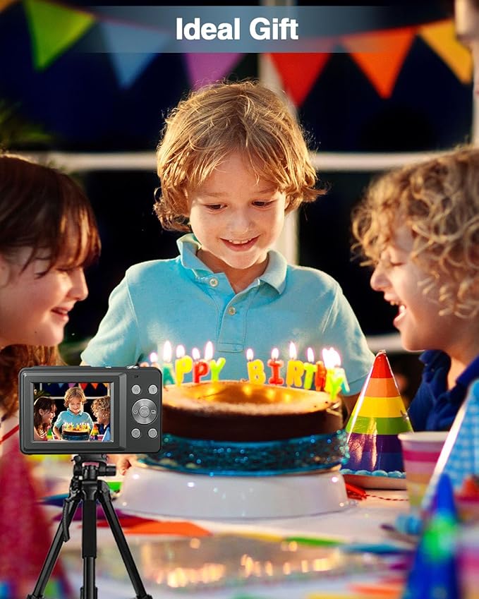 Digital Camera, FHD 1080P Point and Shoot Camera with 16X Zoom Anti Shake, Compact Small Portable for Boy Girls(Deep Black)