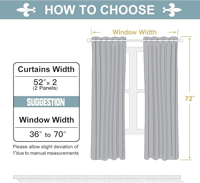 ChrisDowa 100% Blackout Curtains for Bedroom with Black Liner, 2 Thick Layers Total Blackout Thermal Insulated Grommet Window Curtains 72 Inch Length 2 Panels Set (Dark Grey, 52 x 72 Inch)