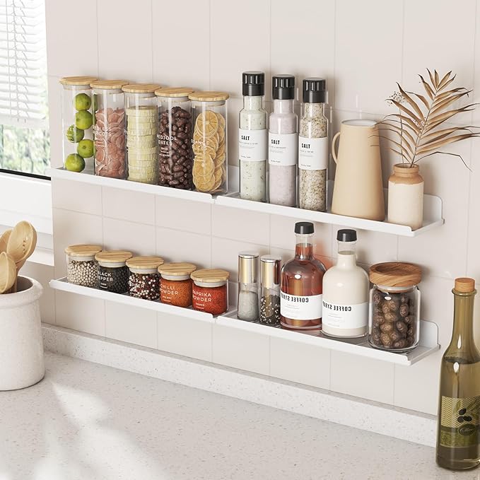 Lifewit Floating Shelves for Wall, 6 Pack White Acrylic Shelf 15" Room Decor for Bookcase/Vinyl Record Display/Photo/Picture in Bedroom, Living Room, Bathroom, Kitchen Storage and Organization