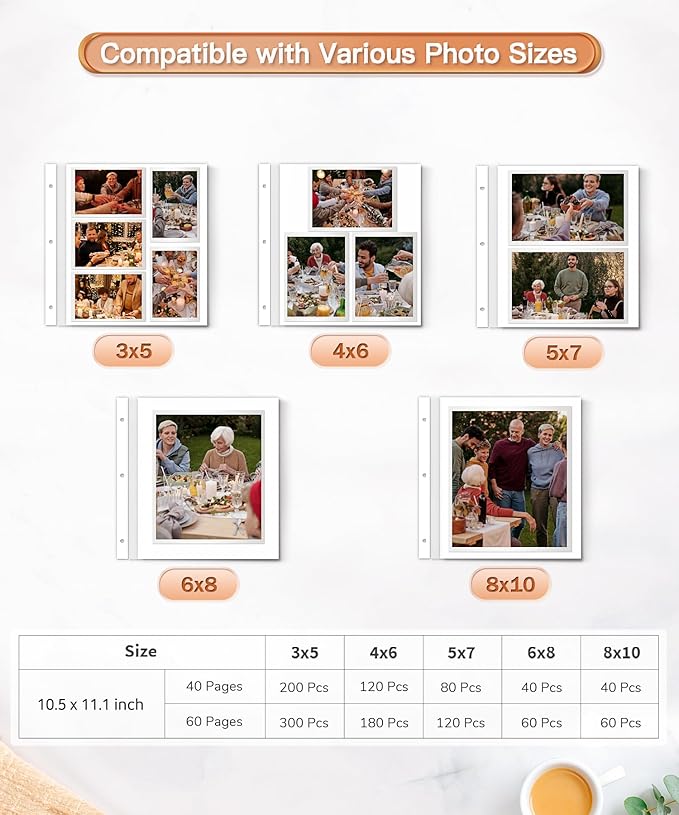 Popotop Photo Album Self Adhesive Scrapbook Album for 4x6 5x7 8x10 Pictures DIY Photo Book as Scrapbooking Supplies Kits, Birthday Gifts for Women Mom Wedding Baby Family Travel