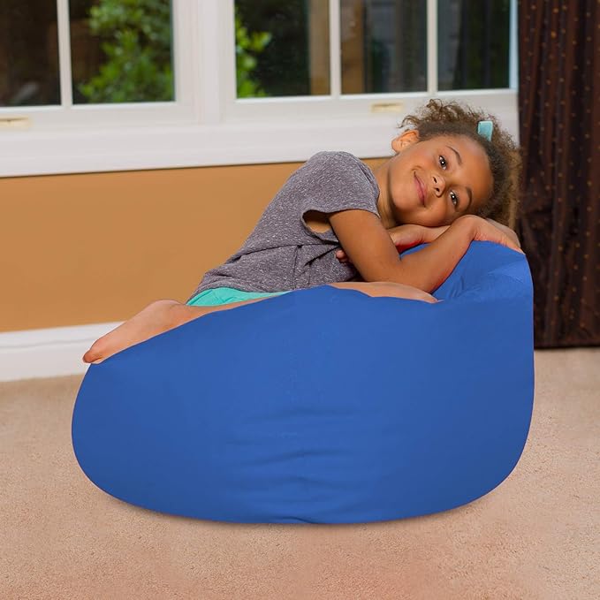 Posh Creations Bean Bag Chair for Kids, Teens, and Adults Includes Removable and Machine Washable Cover, Solid Royal Blue, 27in - Medium