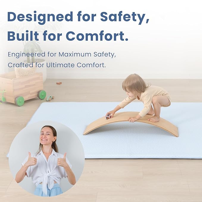 Baby Play Mat for Summer,1.3 Thick Memory Foam Cooling Floor Tummy Time Mat, Soft & Breathable, Non-Slip Rectangular for Toddlersâ Playtime & Rest(Light Blue,39"x59")