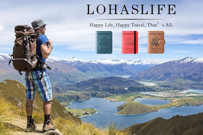 Airtag Passport Holder Cover Wallet Travel Essentials Leather Rfid Blocking Case Vacation Luggage Must Haves Travel Accessories for Men Women (117#Blue)