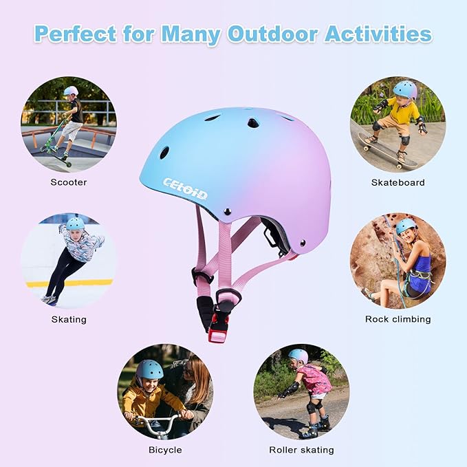 Kids Bike Helmet,Toddler Skateboard Helmets for Ages 2-3-5-8-14 Years Boys Girls,Adjustable Multi-Sport Bicycle Skateboarding Football Roller Skating Scooter Rollerblade Balance Bike Helmet