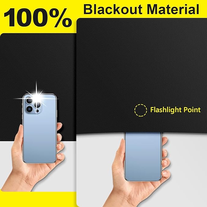 Portable Blackout Shades (157" x 57") Travel Window Blackout Curtains, 100% Blackout Material Temporary Blackout Blinds for Baby Nursery, Bedroom, Dorm Room, or Travel Use