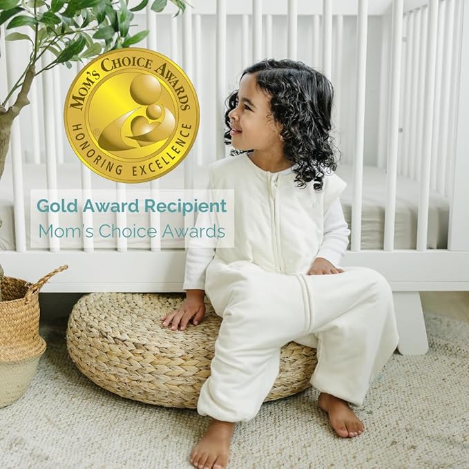 Tealbee DREAMSUIT: Toddler Sleep Sack with Feet 12-18 months, 18-24 months - 1.2 TOG All Season Baby Wearable Blanket for Walkers - Rayon made from Bamboo, Organic Cotton Sleeping Bag - Undyed