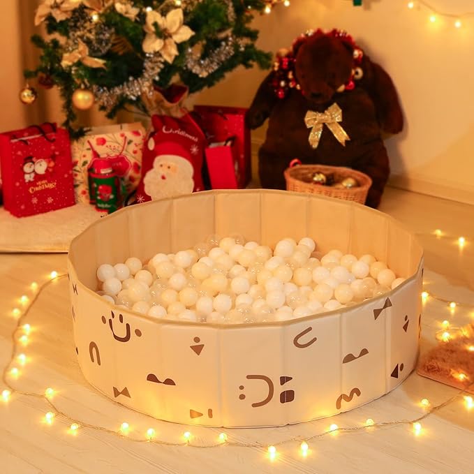 GOGOSO Balls for Ball Pit - Plastic Ball for Toddlers 1-3, Baby Kids Ball Pool Decoration 50 100 200 300 500 1000 (A White+Beige+Clear, 1000 Balls)