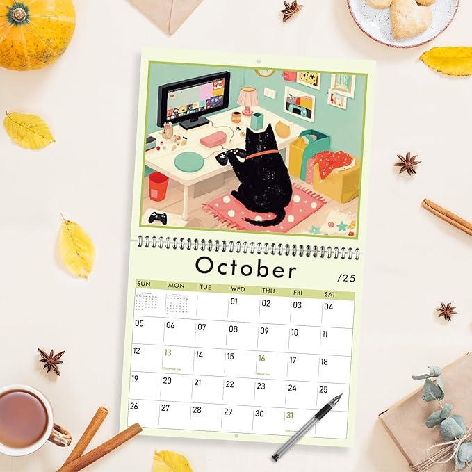 GuassLee Cat Vertical Wall Calendar 2025, 19-Months Art Hanging Wall Calendar Jun. 2025 to Dec. 2026, 14" x 23" Cute Cat Kitten Monthly Planner with Thick Paper for Office Home Decor Organizing