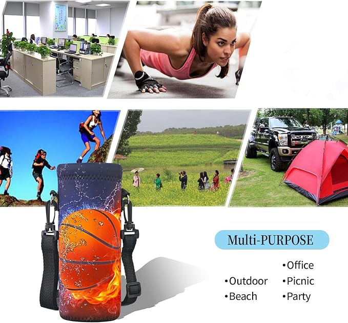 RICHEN Neoprene Water Bottle Carrier Bag with Adjustable Shoulder Strap,Insulated Water Bottle Cover for Stainless Steel/Glass/Plastic Bottles