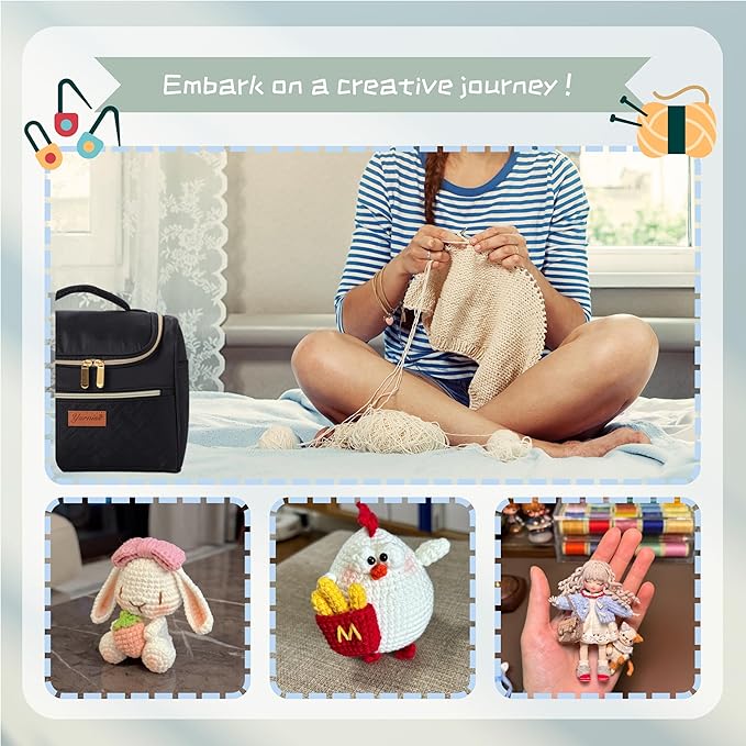 Yarniss Crochet Kits with Yarn,1120 Yards Soft Crochet Skeins, 10 Size Ergonomic Crochet Hooks with Portable Crochet Bag