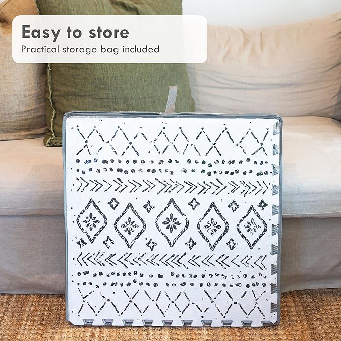 Lillefolk Baby Play Mat for Floor – 6x6ft Boho | Soft Non Toxic Premium EVA Foam Tiles for Tummy Time, Crawling & Playroom – Waterproof Interlocking Floor Mat for Babies & Toddlers (9 Tiles)