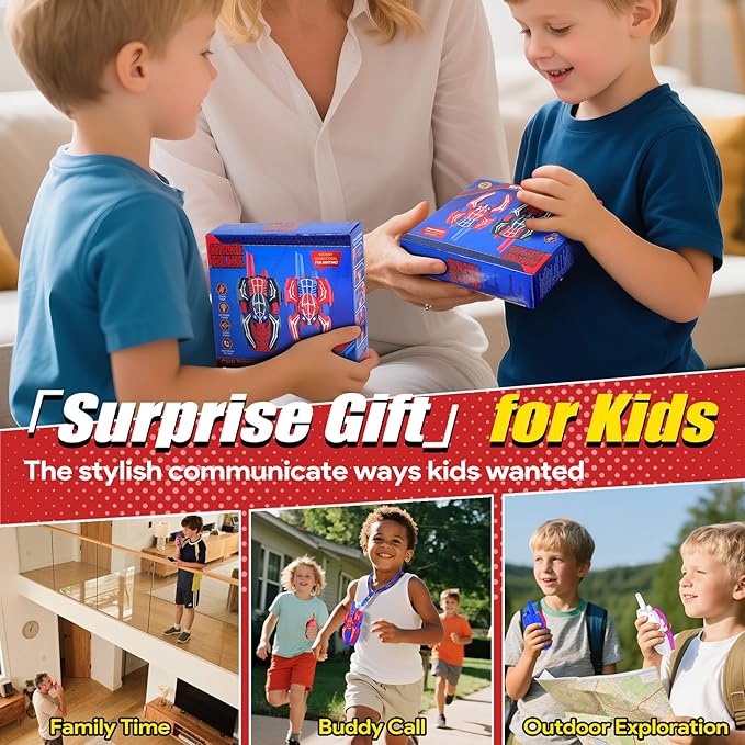 Vvinca Spider Walkie Talkies for Kids Toys Ages 3 4 5 6 7 8 9 10 Boys Girls 2 Pack Superhero Toys Lanyard Long Range Clear Sound Outdoor Game Camping Gear Spy Gadgets & Easter Christmas Birthday Gifts