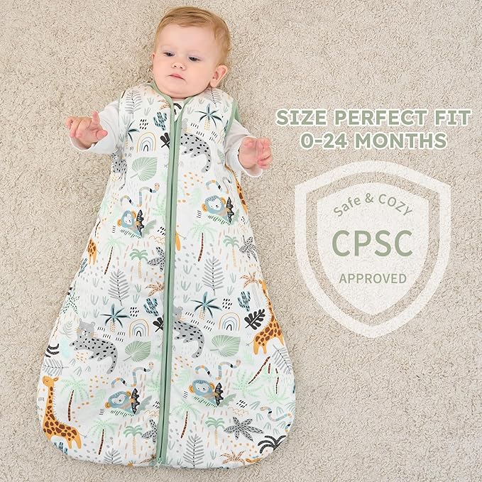 Yoofoss Baby Sleep Sack 18-24 Months, TOG 2.5 Baby Wearable Blanket with 2-Way Zipper, 100% Organic Cotton Fabric Winter Newborn Sleeping Sack, Warm Soft Comfy