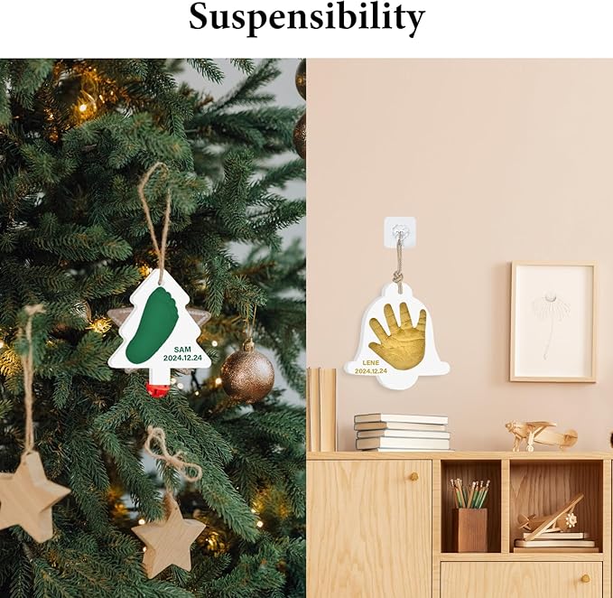 Baby Hand & Footprint Keepsake Kit - Personalized Handprint Footprint Ornament for Newborn Babies, New Mom Gifts, Baby Shower & Registry, Nursery Picture Frame, Pet Paw Print Ornament