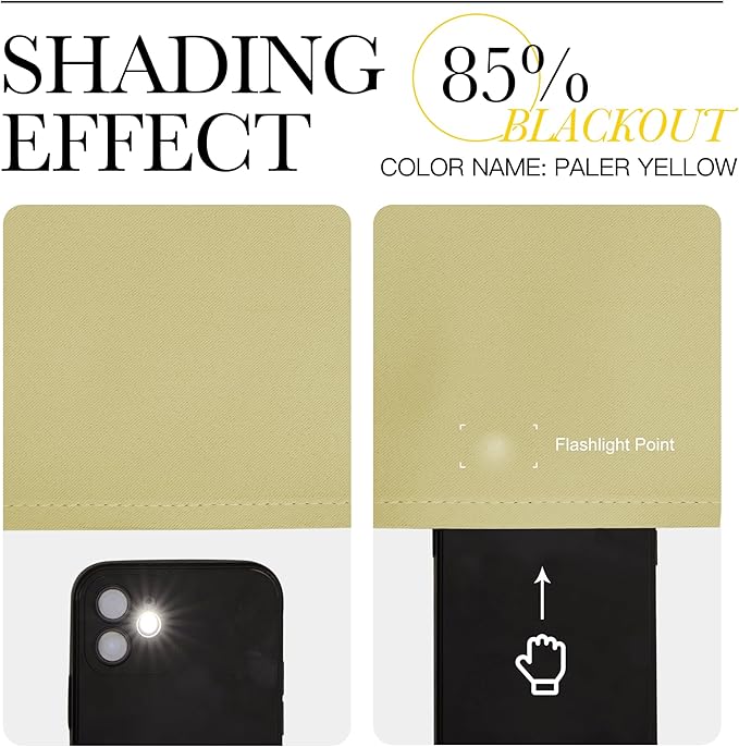 NICETOWN Bedroom Room Darkening Curtains and Drapes - Triple Weave Thermal Insulated Solid Grommet Room Darkening Panels for Basement(1 Pair, 52 inches by 45 Inch, Paler Yellow)