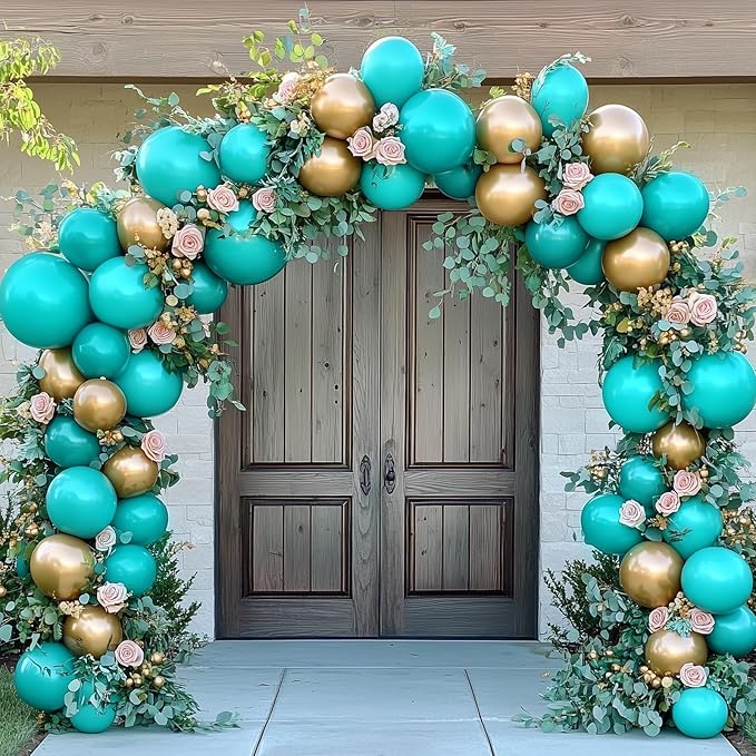 RUBFAC 129pcs Teal Blue Balloons Different Sizes 18 12 10 5 Inch Latex Turquoise Teal Balloon Garland Arch for Party Decoration Birthday Wedding Engagements Anniversary Baby Shower Party Supplies