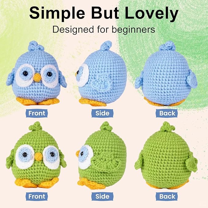 Utook Crochet Kit for Beginners,Crochet Starter Kits,Crochet Kits for Beginners Adults and Children, with Instructional Videos and Paper Tutorials, Handmade Crafts, Holiday Gifts (Bird)