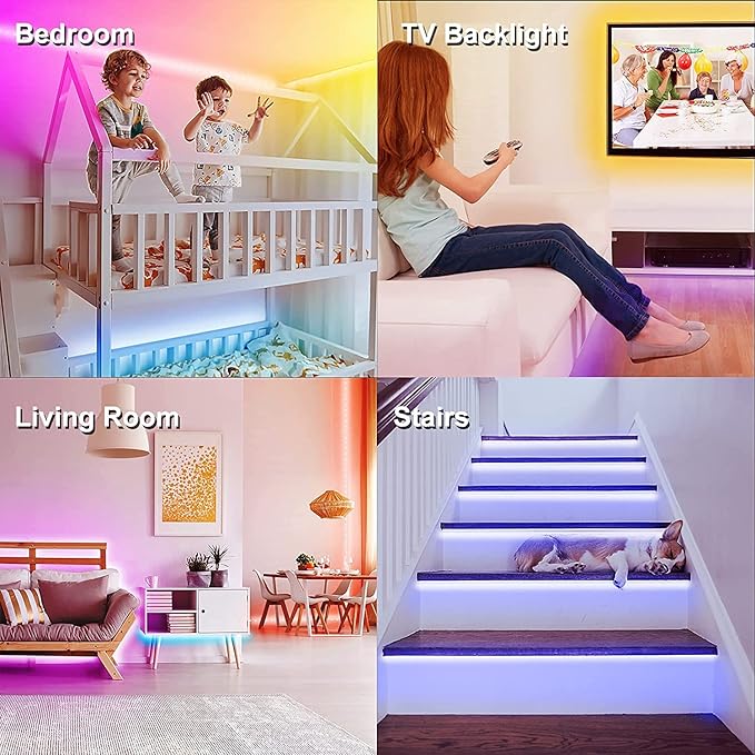DAYBETTER Smart RGB Led Strip Lights, 300ft Led Lights for Bedroom with App Control, Multicolor Changing Led Light Strips Apply for Home Decor, Living Room, Kitchen, Home Party Decoration