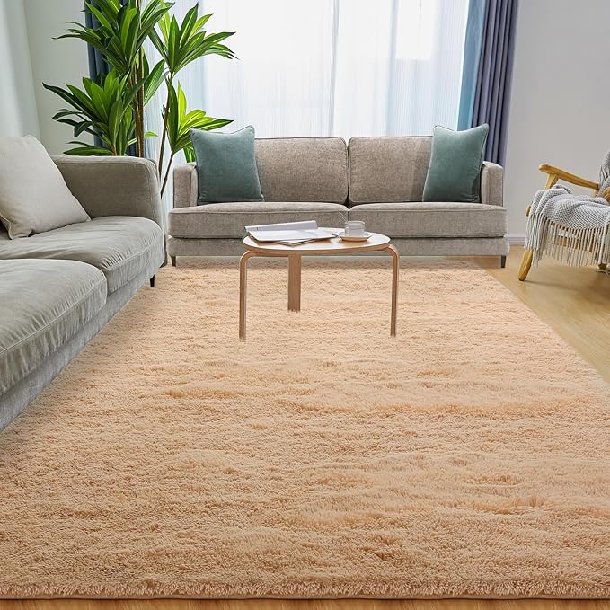 Luxury 4x6 Area Rug, Ultra Soft Rugs for Living Room, Plush Carpet Rugs for Bedroom, Non-Slip Indoor Rug for Nursery, Study Room, Playroom, Home Decor, Camel
